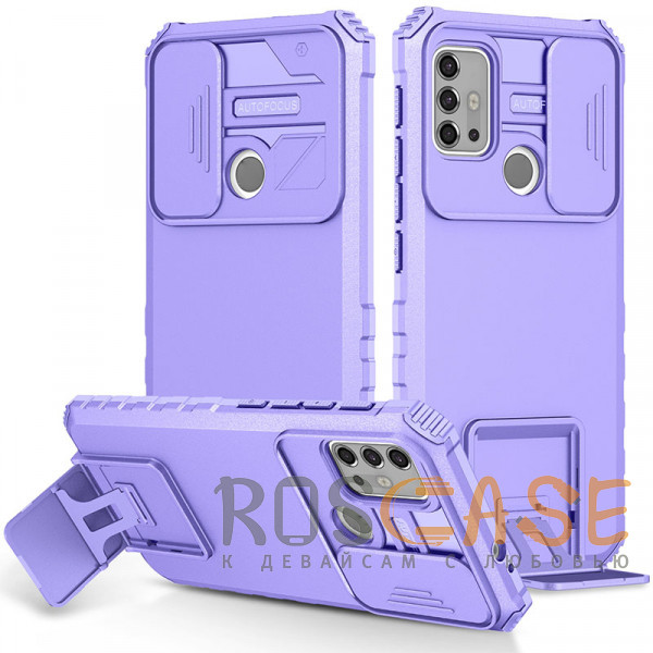 Фото Фиолетовый CamShield Holder | Противоударный чехол-подставка для Motorola Moto G10 / G20 / G30 с защитой камеры