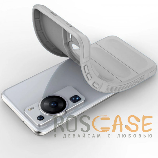 Фотография Серый Flex Silicone | Противоударный чехол для Huawei P60 / P60 Pro с защитой камеры и микрофиброй