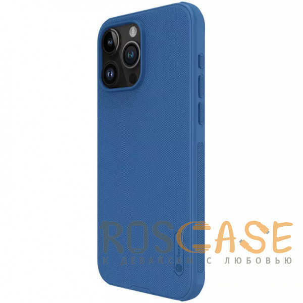 Фотография Синий Nillkin Super Frosted Shield Magnetic | Пластиковый чехол с поддержкой магнитной зарядки Magsafe для iPhone 15 Pro Max