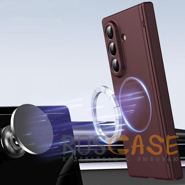 Фото Бордовый Чехол 3D с Magsafe и внешним стеклом для Samsung Galaxy Z Fold 7