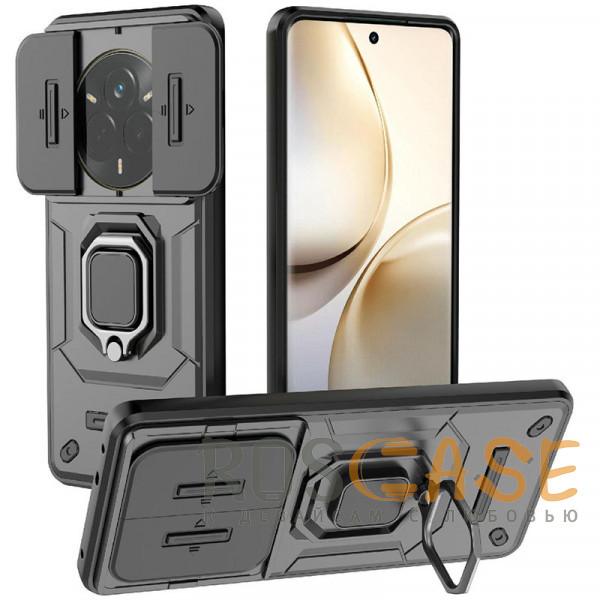 Фото Черный Transformer Ring Holder | Противоударный чехол с кольцом и шторкой камеры для Realme 14 Pro 5G