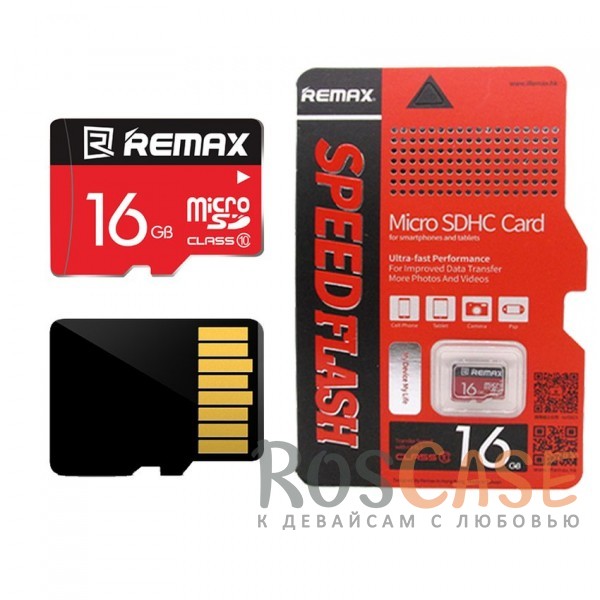 Фотография Красный Remax | Карта памяти microSDHC 16 GB Card Class 10
