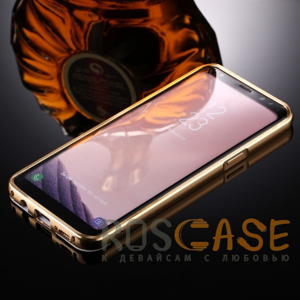 Фото Золотой Металлический бампер для Samsung G950 Galaxy S8 с зеркальной вставкой