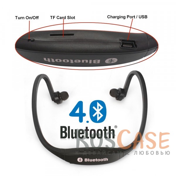Фотография Черный ZK-S9 | Спортивные беспроводные наушники bluetooth с микрофоном (слот для microSD)
