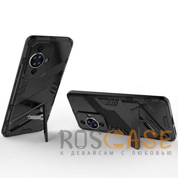 Фотография Черный Megatron | Противоударный чехол-подставка для Huawei Nova 11 Pro 4G с защитой камеры