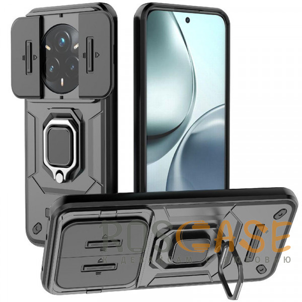 Фото Черный Transformer Ring Holder | Противоударный чехол с кольцом и шторкой камеры для Realme 14 Pro Plus 5G