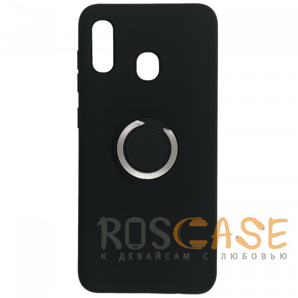 Фото Черный Чехол Silicone Cover с кольцом для Samsung Galaxy A20 / A30