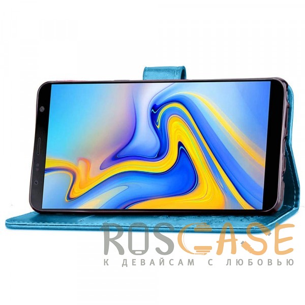 Изображение Синий Чехол-книжка с узорами на магнитной застёжке для Samsung Galaxy J6 Plus (2018)