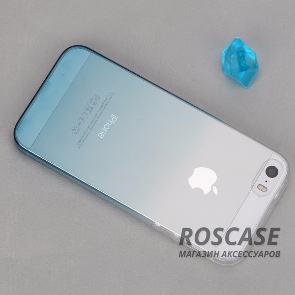 Фотография Синий / Transparent Blue ROCK Iris | Силиконовый чехол для Apple iPhone 5/5S/SE с цветным градиентом
