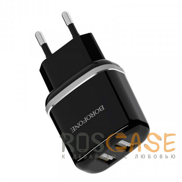 Фотография Черный Borofone BA25A | Зарядное устройство для телефона 2USB / 2.4A + кабель Type-C 1м