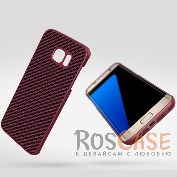 Фотография Красный Nillkin Synthetic Fiber | Карбоновый чехол для Samsung G935F Galaxy S7 Edge
