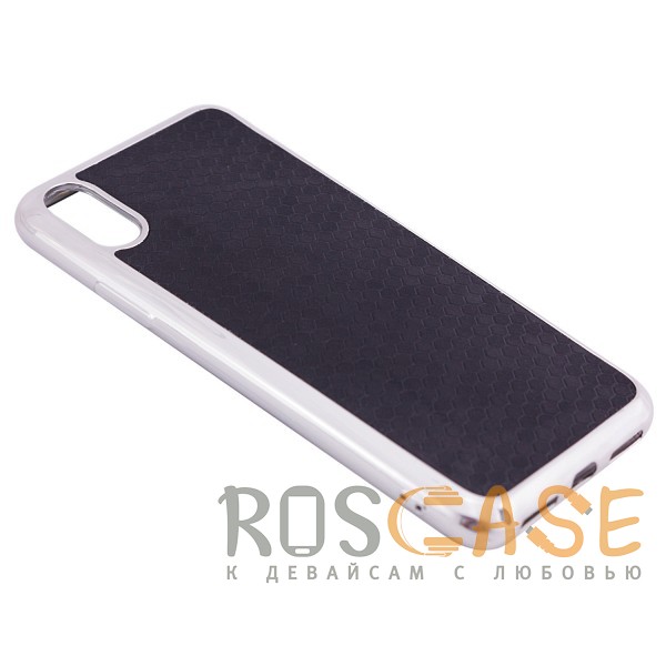 Фото Черный Фактурный силиконовый чехол для iPhone X / XS с глянцевой окантовкой