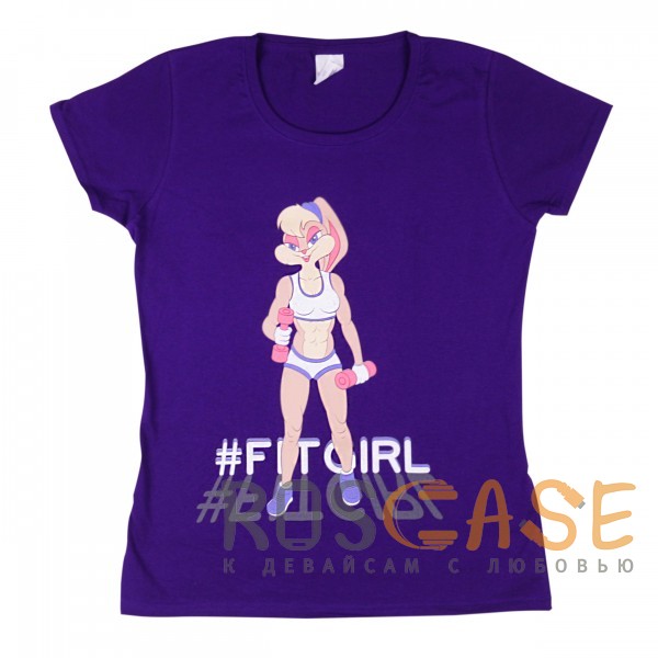 Изображение Фиолетовый Muscle Rabbit | Женская футболка с принтом Лола Банни #FitGirl