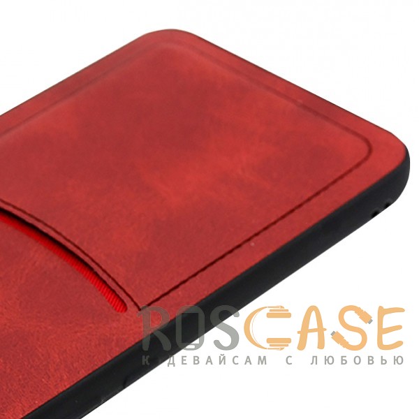 Фотография Красный ILEVEL | Чехол с кожаным покрытием и с карманом-визитницей для Xiaomi Mi 6X / Mi A2
