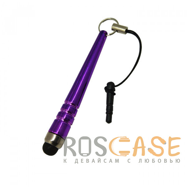Фото Фиолетовый Стилус короткий с заглушкой разъема наушников для телефона / смартфона