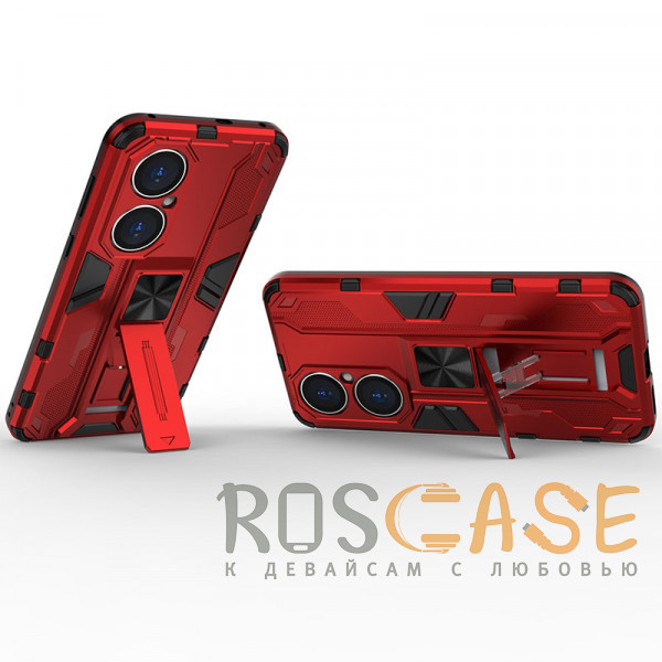 Фотография Красный Galvatron | Противоударный чехол-подставка для Huawei P50 с защитой камеры