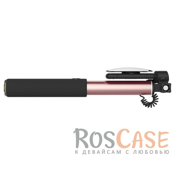 Фотография Розовый / Rose Gold ROCK | Телескопический монопод для селфи (кабель Lightning) + зеркало (6/6 Plus/6s/6s Plus /7/7 Plus)