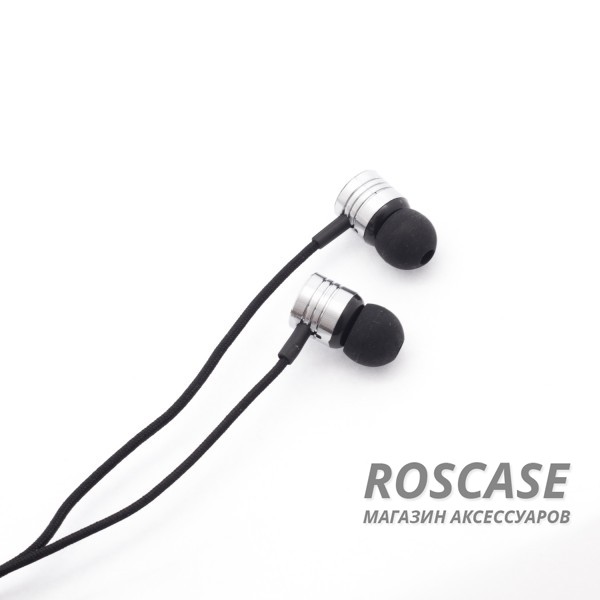 Фотография Черный Headset EF-E4 | Вакуумные наушники с плетеным кабелем и микрофоном