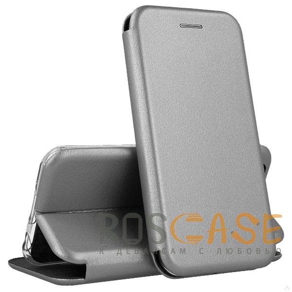 Фото Серебряный Open Color | Кожаный чехол-книжка для Samsung Galaxy S10 Plus с функцией подставки и магнитом