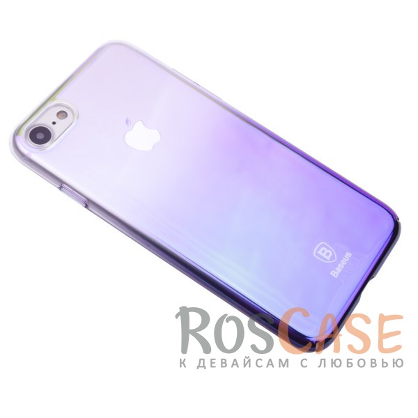 Фотография Фиолетовый Блестящая прозрачная накладка Baseus Glaze Ultrathin из тонкого пластика с бензиновым отливом и градиентной расцветкой для Apple iPhone 7 / 8 (4.7")