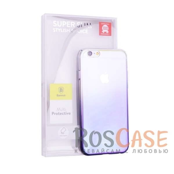 Изображение Фиолетовый Блестящая прозрачная накладка Baseus Glaze Ultrathin из тонкого пластика с бензиновым отливом и градиентной расцветкой для Apple iPhone 6/6s (4.7")