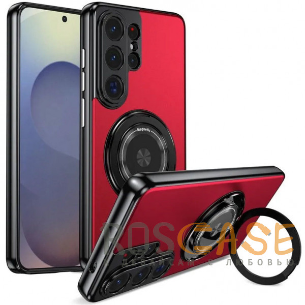 Фото Красный Чехол с кольцом Magsafe и алюминиевой вставкой для Samsung Galaxy S26 Ultra