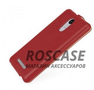 Фотография Красный / Red TETDED натур. кожа | Чехол-флип для Xiaomi Redmi Note 3 / Redmi Note 3 Pro