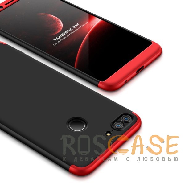 Фото Черный / Красный GKK LikGus 360° | Двухсторонний чехол для Huawei Honor 9 Lite с защитными вставками