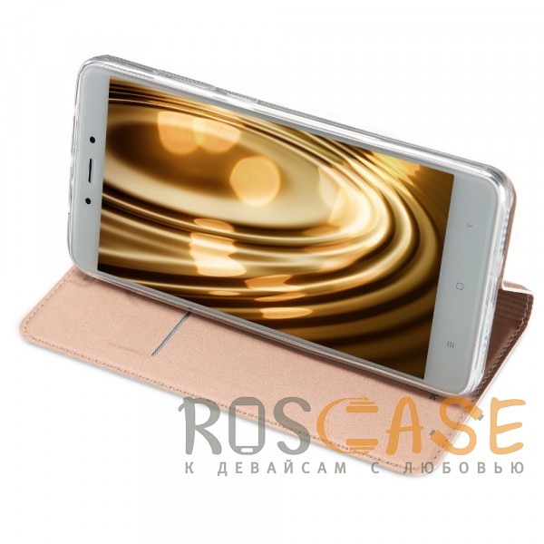Фотография Rose Gold Dux Ducis | Чехол-книжка для Xiaomi Redmi Note 4X / Note 4 (Snapdragon) с подставкой и карманом для визиток