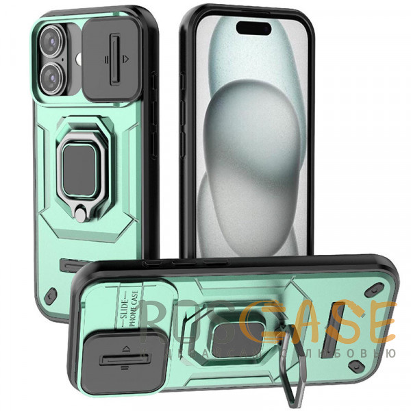 Фото Зеленый Transformer Ring Holder | Противоударный чехол с кольцом и шторкой камеры для iPhone 17