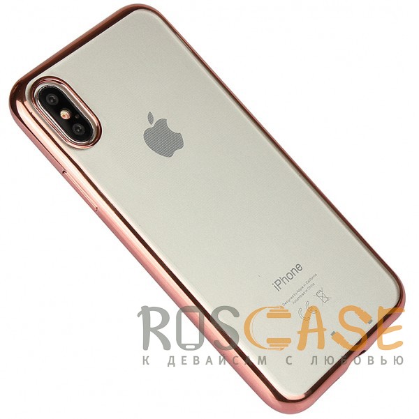 Фото Розовый Силиконовый чехол для iPhone X / XS с глянцевой окантовкой