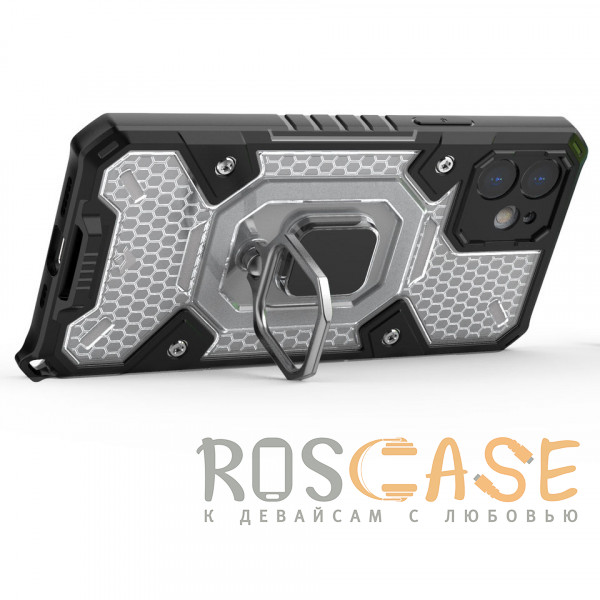 Изображение Черный Honeycomb Armor | Противоударный чехол с защитой камеры и кольцом для iPhone 11