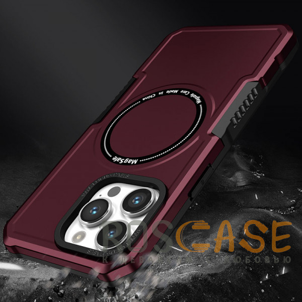 Фото Бордовый Magnetic Armor | Противоударный чехол с поддержкой MagSafe для iPhone 14 Pro Max