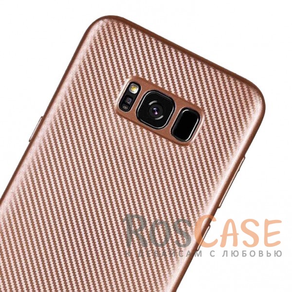 Изображение Rose Gold Матовый чехол для Samsung G955 Galaxy S8 Plus с текстурированной поверхностью под карбон