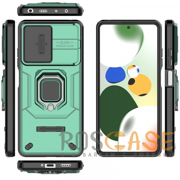 Изображение Зеленый Transformer Ring Holder | Противоударный чехол с кольцом и шторкой камеры для Xiaomi Redmi Note 12 Pro 5G / Poco X5 Pro