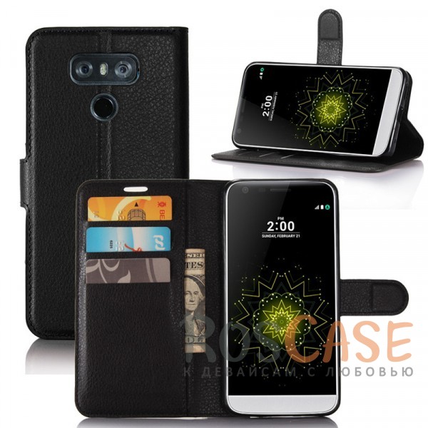 Изображение Черный Wallet | Кожаный чехол-кошелек с внутренними карманами для LG G6 / G6 Plus H870 / H870DS