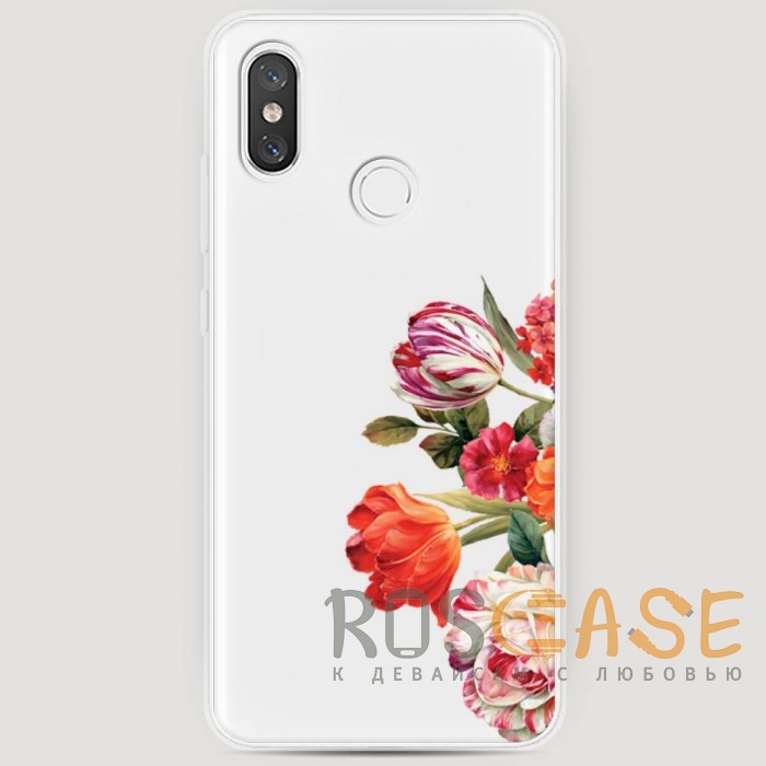 Фото RosCase | Силиконовый чехол Весенний букет на Xiaomi Mi 8