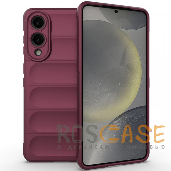 Фото Бордовый Flex Silicone | Противоударный чехол для Samsung Galaxy S25 Edge с защитой камеры и микрофиброй