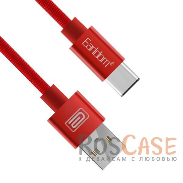 Фото Красный Дата кабель Type-C с фиберной обмоткой Earldom (1m)