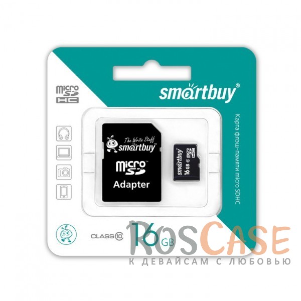 Фотография Комплект Беспроводные наушники Bluetooth с микрофоном и разъемом для карты памяти + Карта памяти SmartBuy microSDHC 16 GB Card Class 10 + SD adapter 