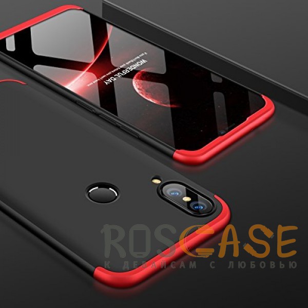 Изображение Черный / Красный GKK LikGus 360° | Двухсторонний чехол для Huawei P Smart+ (nova 3i) с защитными вставками