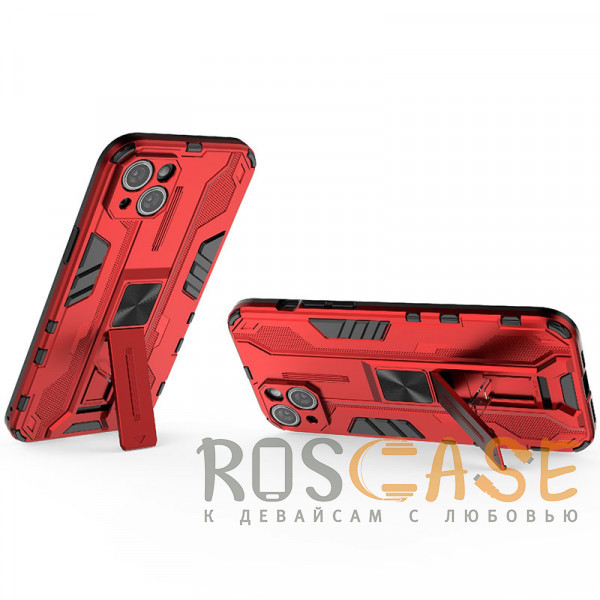 Фотография Красный Galvatron | Противоударный чехол-подставка для iPhone 13 Mini с защитой камеры