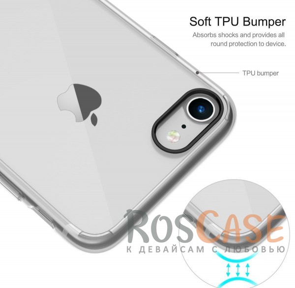 Фото Бесцветный / Transparent Rock Pure | Пластиковый чехол для Apple iPhone 7 / 8 (4.7") с дополнительной защитой углов и кнопок