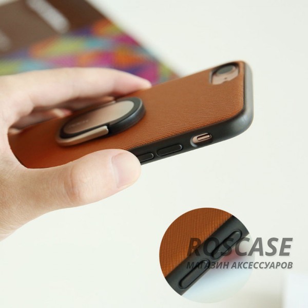 Фотография Коричневый / Brown Rock Ring Holder Case M1 | Чехол для Apple iPhone 7 / 8 (4.7") со встроенным металлическим кольцом-подставкой