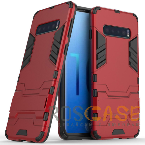 Фотография Красный Transformer | Противоударный чехол-подставка для Samsung Galaxy S10 с мощной защитой корпуса