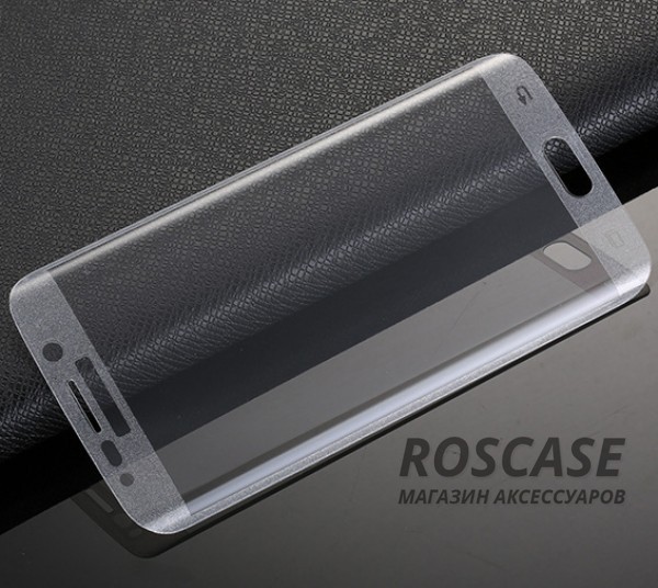 Фото Серебряный Противоударное закаленное стекло 0.2mm с защитой на весь экран Samsung G925F Galaxy S6 Edge (2.5D)