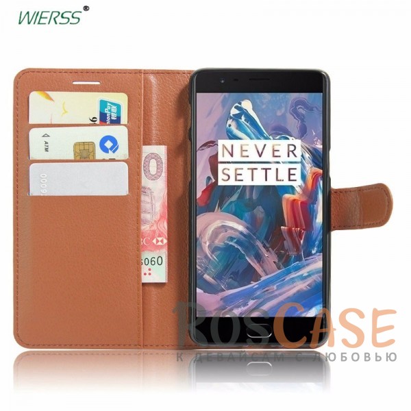 Фотография Коричневый Wallet | Кожаный чехол-кошелек с внутренними карманами для OnePlus 3 / OnePlus 3T