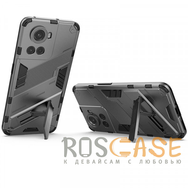 Фотография Серый Megatron | Противоударный чехол-подставка для OnePlus 10R / Ace с защитой камеры