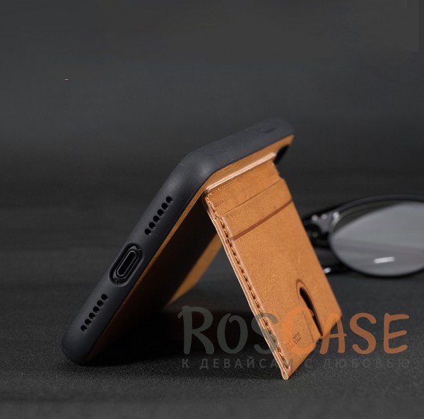 Изображение Коричневый / Brown ROCK Cana | Чехол для iPhone X / XS с внешним карманом для визиток