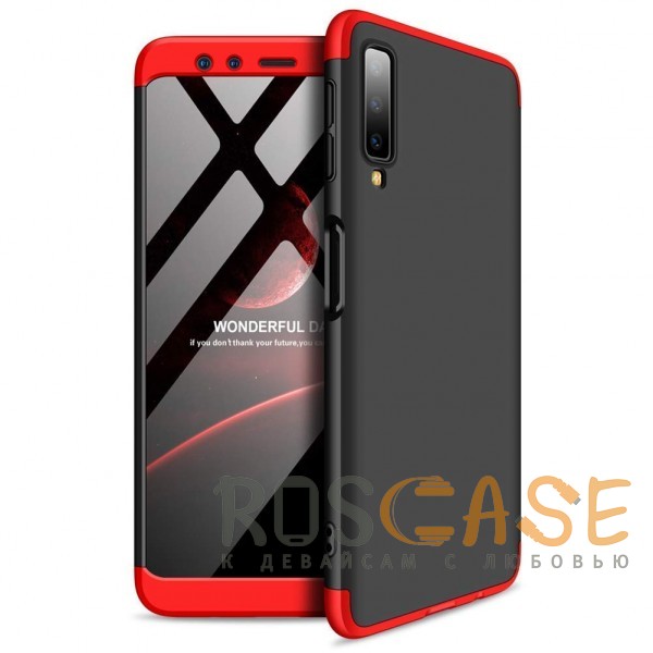 Фото Черный / Красный GKK LikGus 360° | Двухсторонний чехол для Samsung A750 Galaxy A7 (2018) с защитными вставками